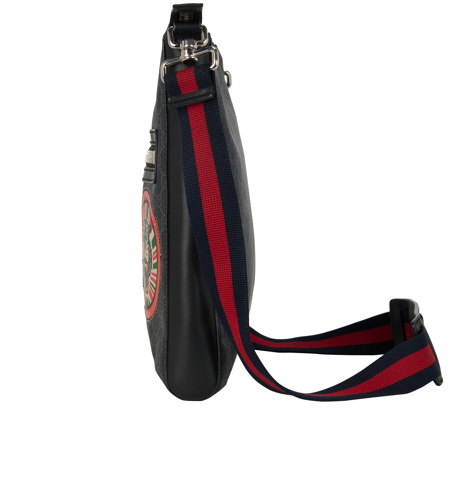 Badges Crossbody, &pound;395, Handbags, Black, Coated Canvas, Bottom view